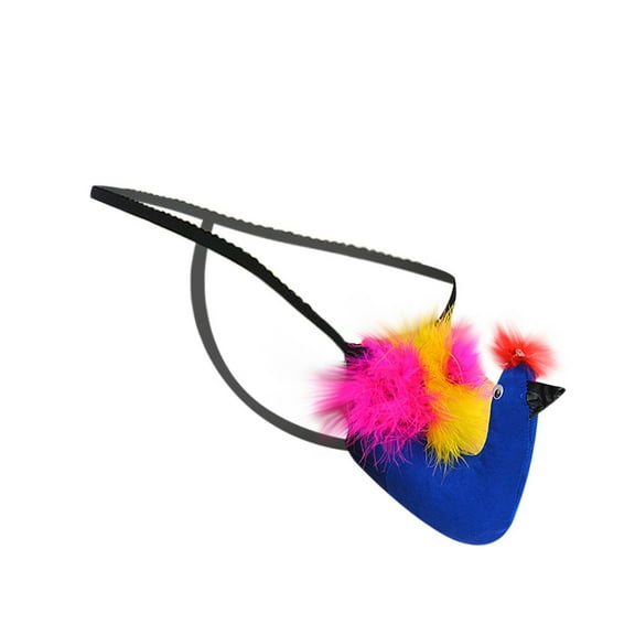 HUPOM Mens Underwear Boxer Briefs Male Thongs Medium waist Comfort Waist Solid Thong Blue One Size