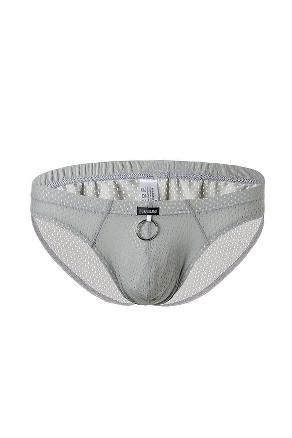 HUPOM Mens Underwear Boxer Briefs Male Thongs Medium waist Comfort Waist Solid Thong Gray M