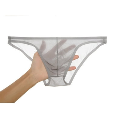 HUPOM Mens Underwear Boxer Briefs Male Thongs Medium waist Comfort Waist Solid Thong Gray XL