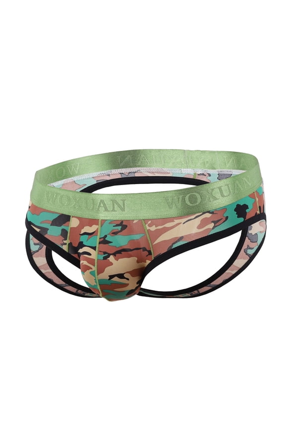 HUPOM Mens Underwear Boxer Briefs Male Thongs Medium waist Comfort Waist Solid Thong Green L