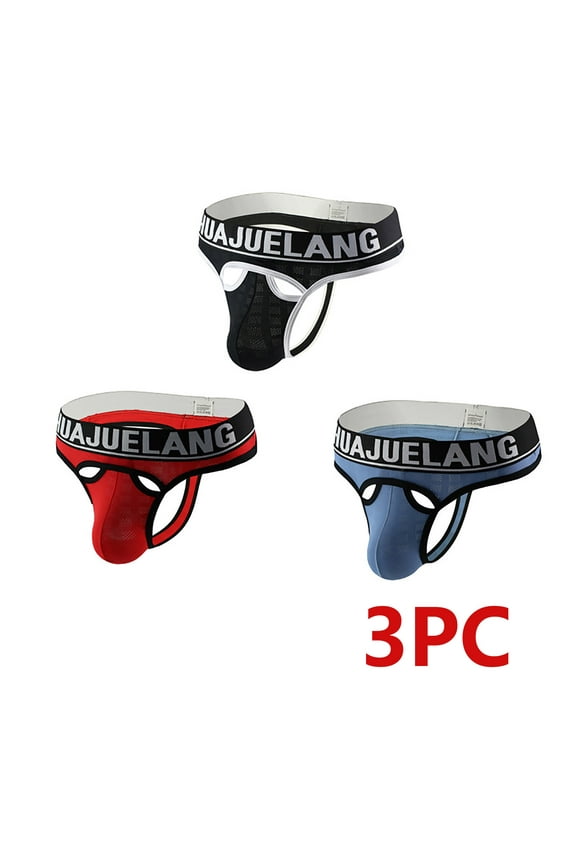Mens Underwear Boxer Briefs Male Thongs Medium waist Comfort Waist Solid Thong Light Blue 2XL