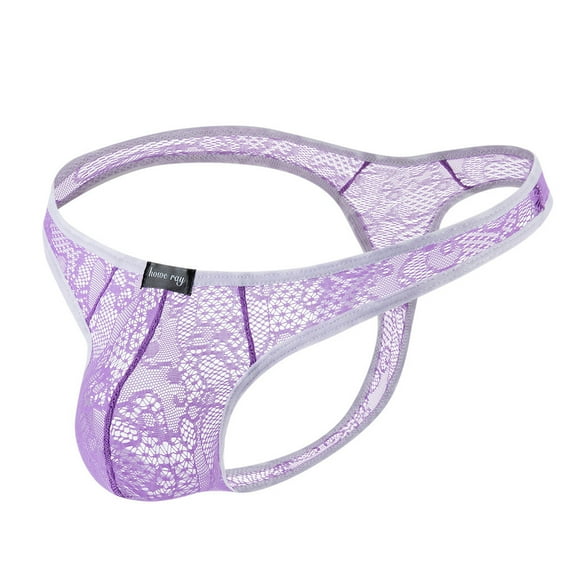 HUPOM Mens Underwear Boxer Briefs Male Thongs Medium waist Comfort Waist Solid Thong Purple M