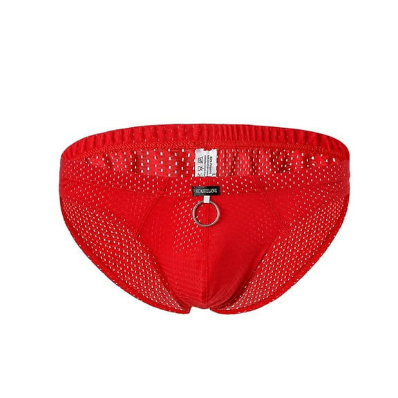 HUPOM Mens Underwear Boxer Briefs Male Thongs Medium waist Comfort Waist Solid Thong Red XL