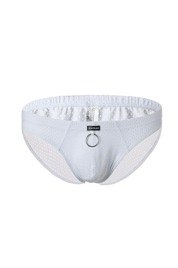 HUPOM Mens Underwear Boxer Briefs Male Thongs Medium waist Comfort Waist Solid Thong White M