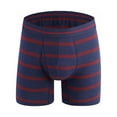 thumbnail image 1 of HUPOM Mens Underwear Boxer Briefs Male Thongs Medium waist Comfort Waist Striped Boxer Briefs Blue L, 1 of 3