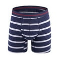 thumbnail image 1 of HUPOM Mens Underwear Boxer Briefs Male Thongs Medium waist Comfort Waist Striped Boxer Briefs Dark Blue 3XL, 1 of 4