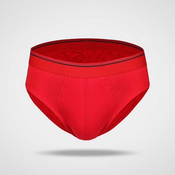 HUPOM Mens Underwear Boxer Briefs Male Thongs Medium waist Comfort Waist Striped Briefs Red 2XL