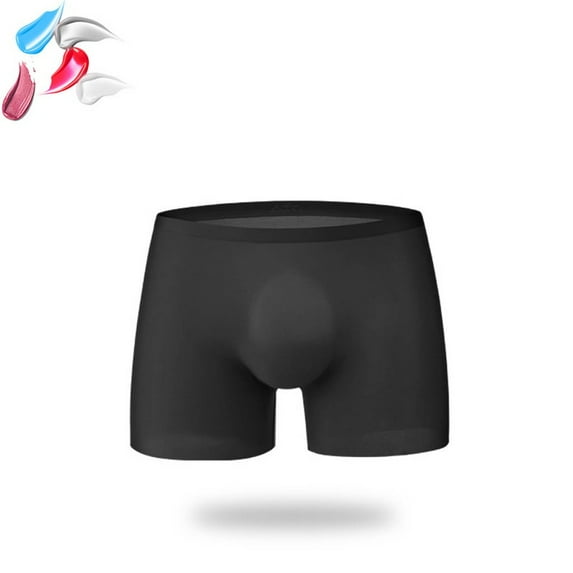 HUPOM Mens Underwear Boxer Briefs Male Thongs Medium waist Elastic Waist Solid Boxer Briefs Black 3XL