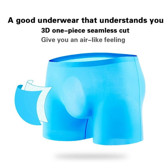 HUPOM Mens Underwear Boxer Briefs Male Thongs Medium waist Elastic Waist Solid Boxer Briefs Blue XL