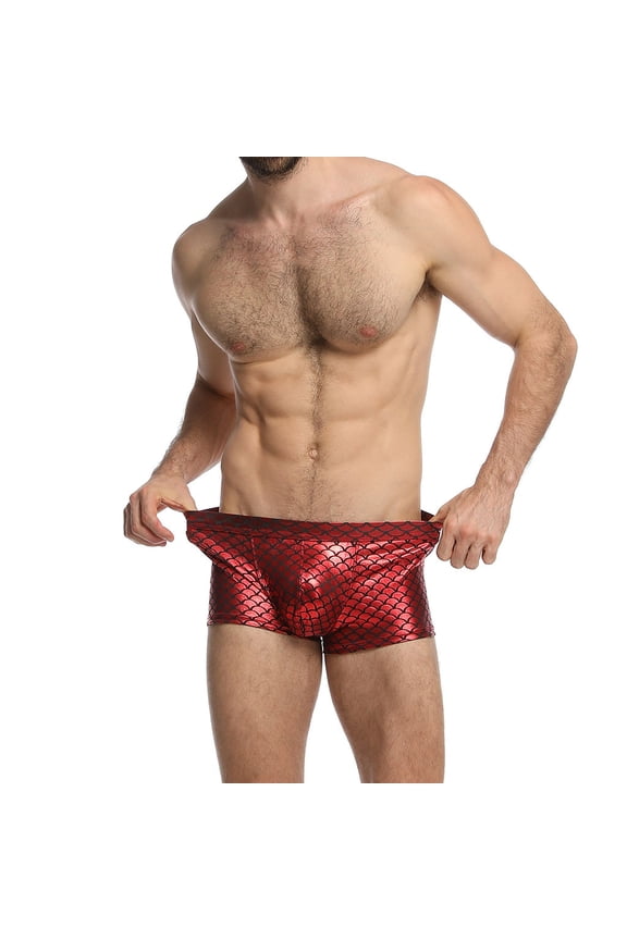 HUPOM Mens Underwear Boxer Briefs Male Thongs Medium waist Elastic Waist Solid Boxer Briefs Red M