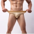 thumbnail image 1 of HUPOM Mens Underwear Boxer Briefs Male Thongs Medium waist Elastic Waist Solid Briefs Beige M, 1 of 6