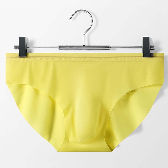 BONIXOOM Mens Underwear Briefs Male Medium waist Elastic Waist Solid Yellow 3XL