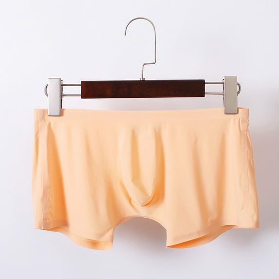 HUPOM Mens Underwear Boxer Briefs Male Thongs Medium waist Elastic Waist Solid Thong Beige 2XL