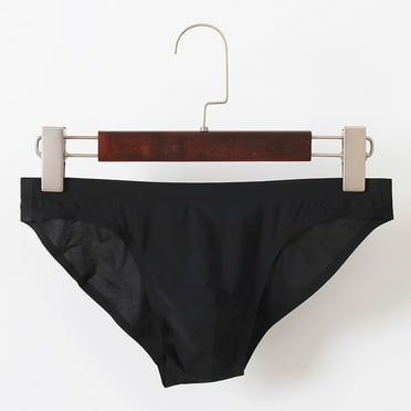 HUPOM Mens Underwear Boxer Briefs Male Thongs Medium waist Elastic Waist Solid Thong Black 3XL