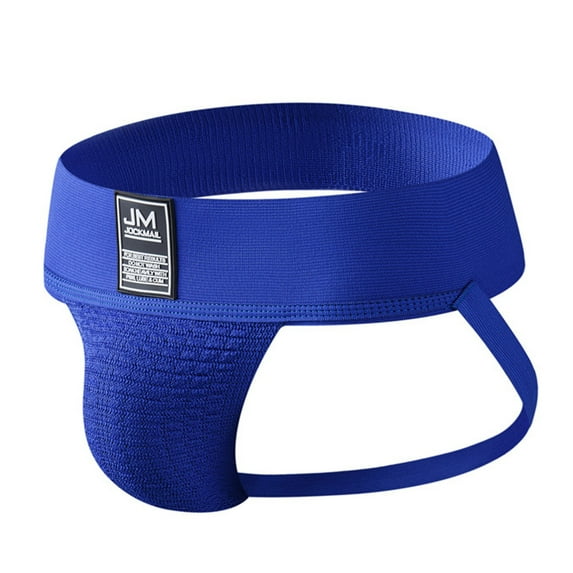 HUPOM Mens Underwear Boxer Briefs Male Thongs Medium waist Elastic Waist Solid Thong Blue M