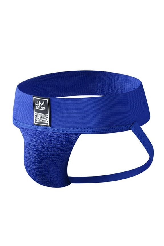 HUPOM Mens Underwear Boxer Briefs Male Thongs Medium waist Elastic Waist Solid Thong Blue XL