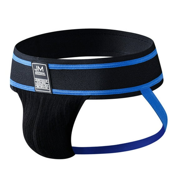 HUPOM Mens Underwear Boxer Briefs Male Thongs Medium waist Elastic Waist Solid Thong Blue XL