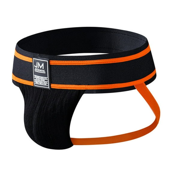 HUPOM Mens Underwear Boxer Briefs Male Thongs Medium waist Elastic Waist Solid Thong Orange L