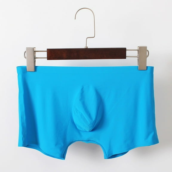 HUPOM Mens Underwear Boxer Briefs Male Thongs Medium waist Elastic Waist Solid Thong Sky Blue 3XL