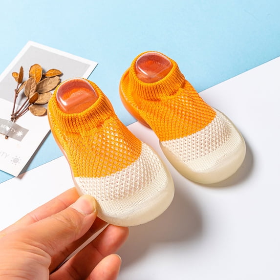 HUPOM Newborn Low-Cut Non-Slip Solid Casual Orange 2024 Summer Clearance New Arrival Size 19