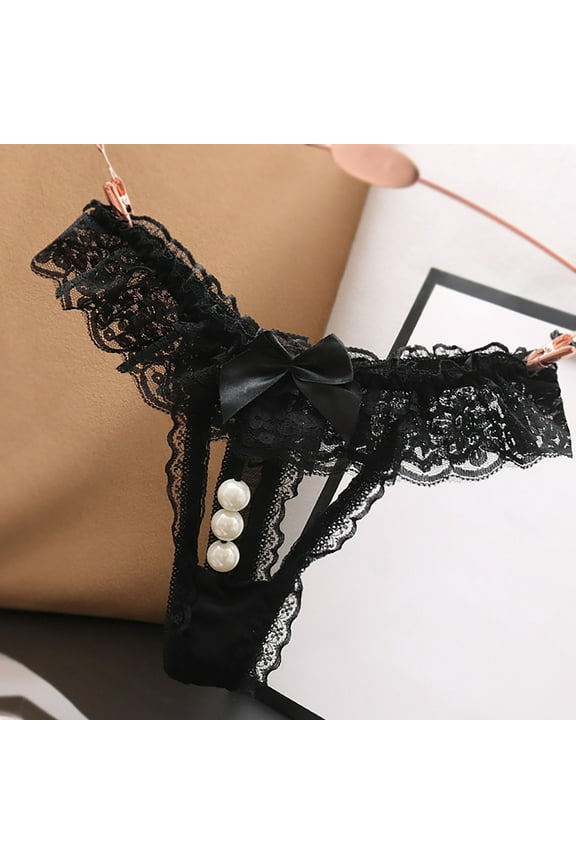 Organic Cotton Underwear Womens Panties In Clothing Thong Leisure Tie Drop Waist Black One Size