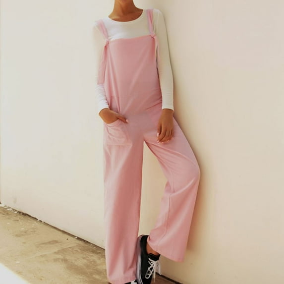 HUPOM Palazzo Pants For Women Casual Women Capri Pants Standard High Waist Rise Short Straight-Leg Pink M