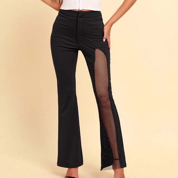 HUPOM Palazzo Pants For Women Dressy Cargo Pants Chinos High Waist Rise Full Slim Bootcut M