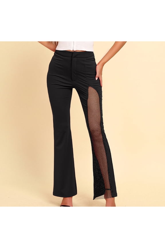 HUPOM Palazzo Pants For Women Dressy Cargo Pants Chinos High Waist Rise Full Slim Bootcut M