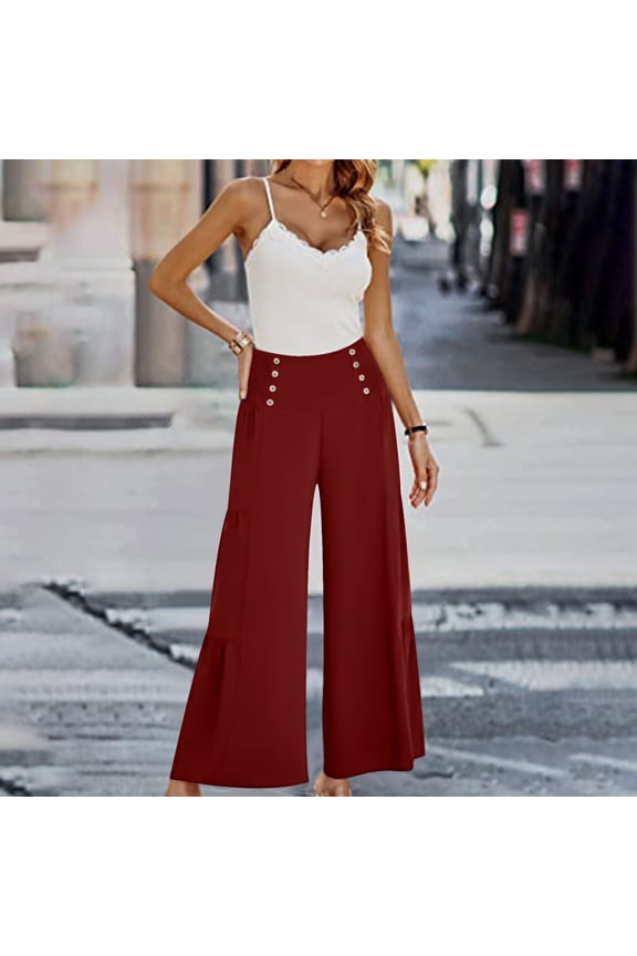 Palazzo Pants For Women Dressy Pants Legging High Waist Rise Long Flare-Leg M