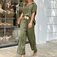 thumbnail image 1 of HUPOM Palazzo Pants For Women Dressy Women Capri Pants Trousers High Waist Rise Short Straight-Leg Army Green L, 1 of 6