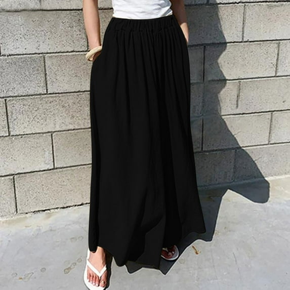 HUPOM Palazzo Pants For Women Dressy Womens Pants Trousers High Waist Rise Ankle Flare-Leg L