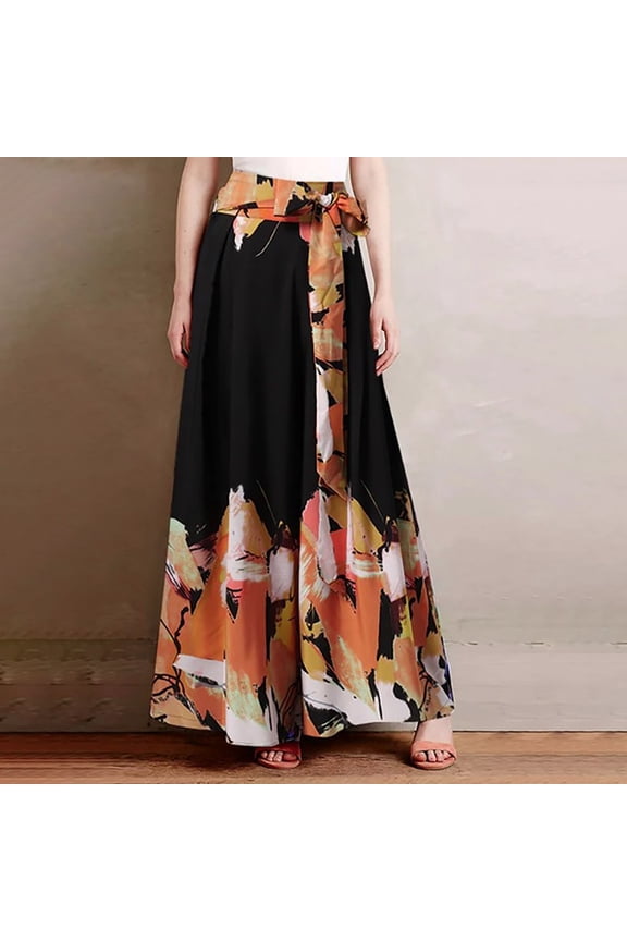 Palazzo Pants For Women Pants Compression Low Waist Rise Long Flare-Leg Black 5XL