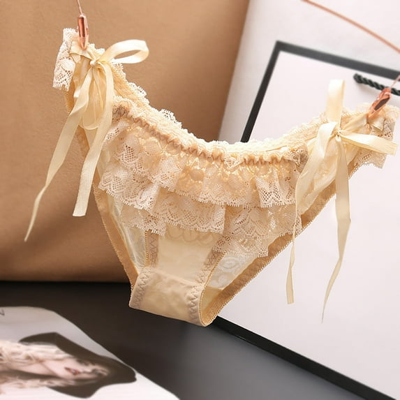 HUPOM Panties Panties In Clothing Thong Leisure Tie Drop Waist Beige One Size