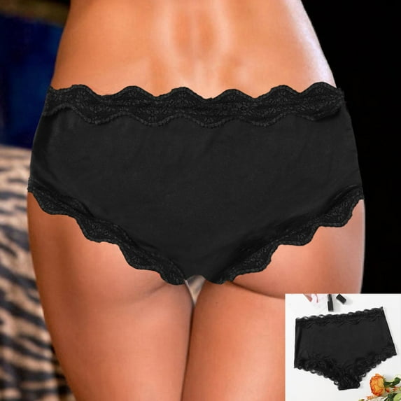 HUPOM Panties Underwear For Women Briefs Sleepwear Tie Seamless Waistband Black XL