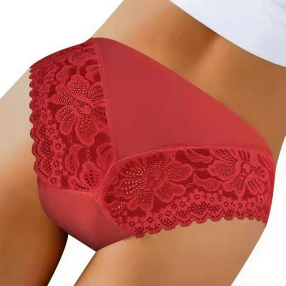 HUPOM Period Panties Panties High Waist Leisure Tie Seamless Waistband Red XL