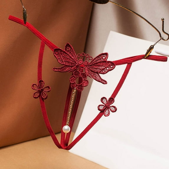 HUPOM Period Thong Underwear For Women Panties In Clothing Briefs Activewear Tie Comfort Waist Red