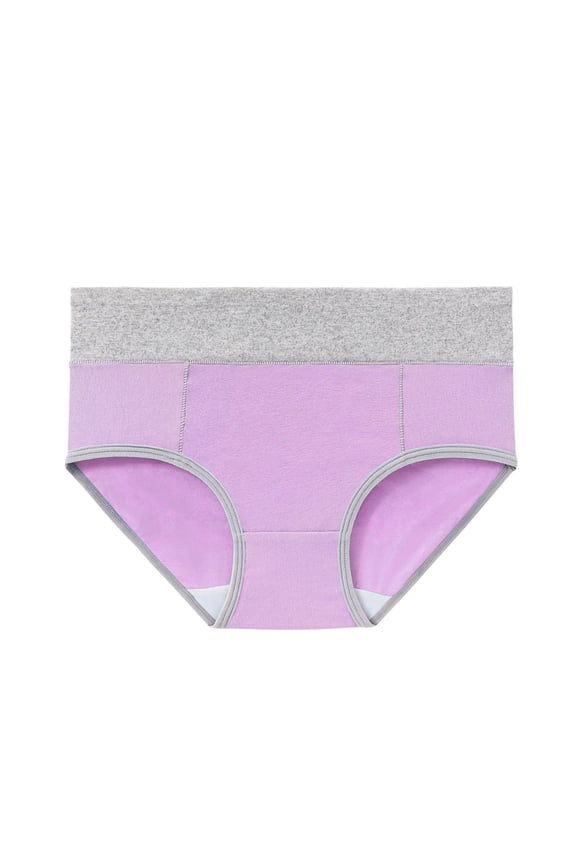 HUPOM Period Underwear For Women Silk Underwear For Women High waist Comfort Waist Solid Briefs Purple 5XL
