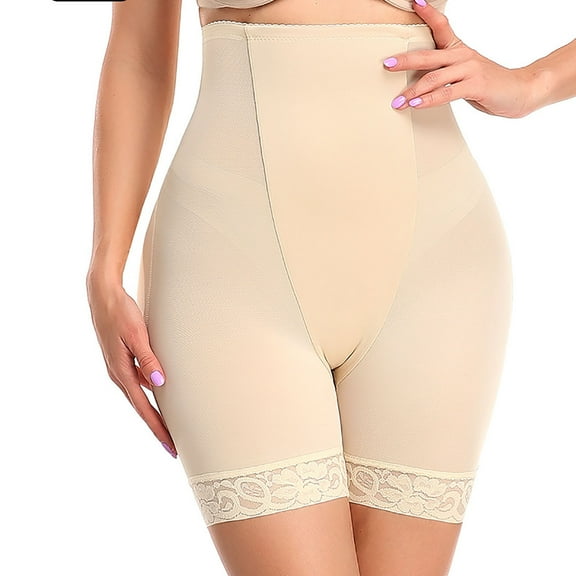 HUPOM Period Underwear For Women Silk Underwear For Women High waist Comfort Waist Solid Shaping & Control Beige 3XL