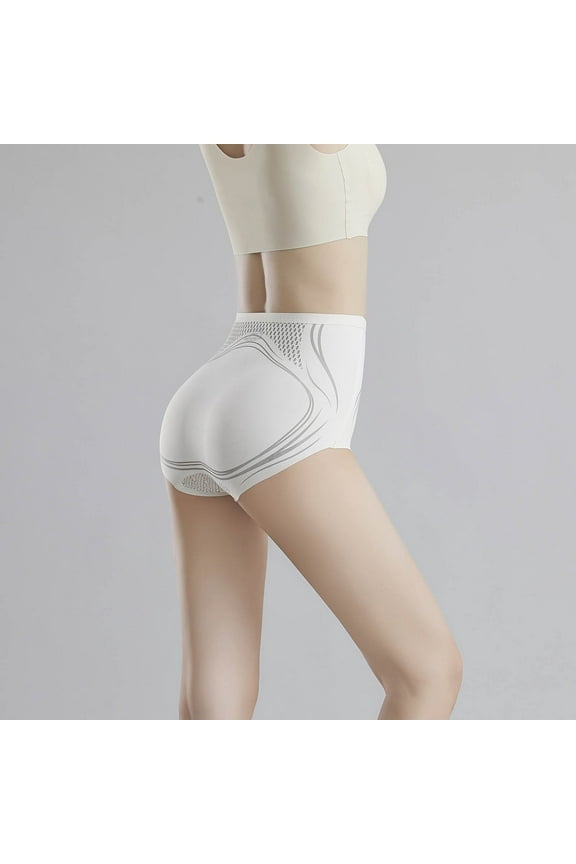 HUPOM Period Underwear For Women Silk Underwear For Women High waist Elastic Waist Solid Shaping & Control White L