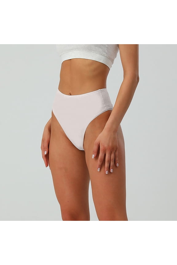 HUPOM Period Underwear For Women Silk Underwear For Women High waist Elastic Waist Solid Thong White M