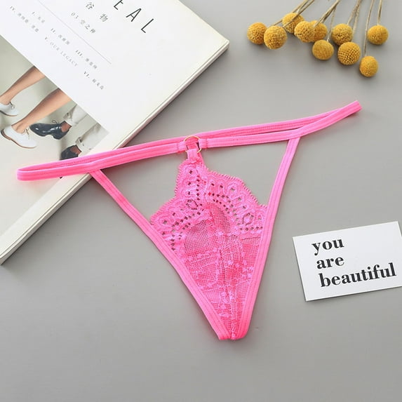 HUPOM Period Underwear For Women Silk Underwear For Women Low waist Elastic Waist Solid Thong Hot Pink One Size