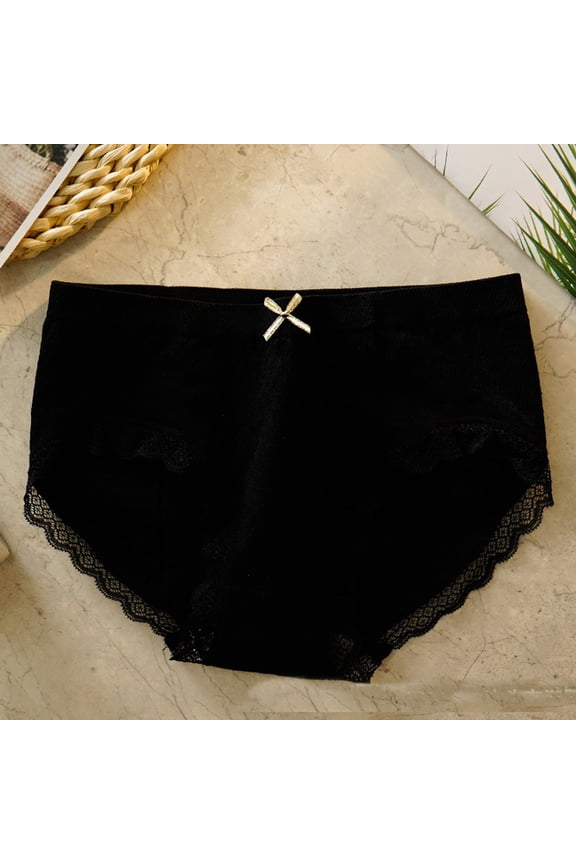 HUPOM Period Underwear For Women Silk Underwear For Women Medium waist Elastic Waist Solid Briefs Black M