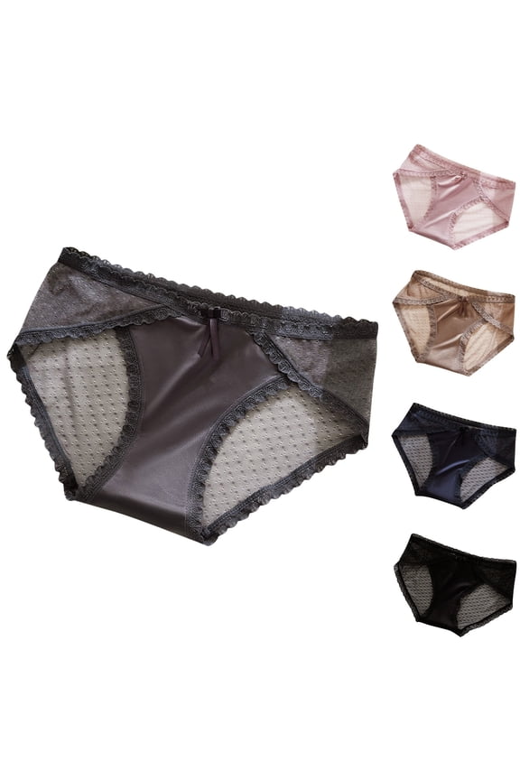 HUPOM Period Underwear For Women Silk Underwear For Women Medium waist Elastic Waist Solid Briefs Pink M