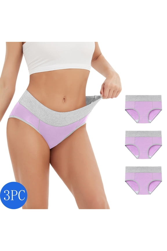 HUPOM Period Underwear For Women Silk Underwear For Women Medium waist Elastic Waist Solid Briefs Purple 4XL