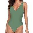 thumbnail image 1 of HUPOM Plus Size Swimsuit For Women Mid Waist Sheath One-Piece Girl Shorts Vacation Bandeau Swimwear Clearance Army Green size 10, 1 of 7