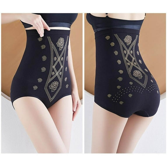 HUPOM Plus Size Underwear Panties For Women High Waist Casual Tie Seamless Waistband Black L