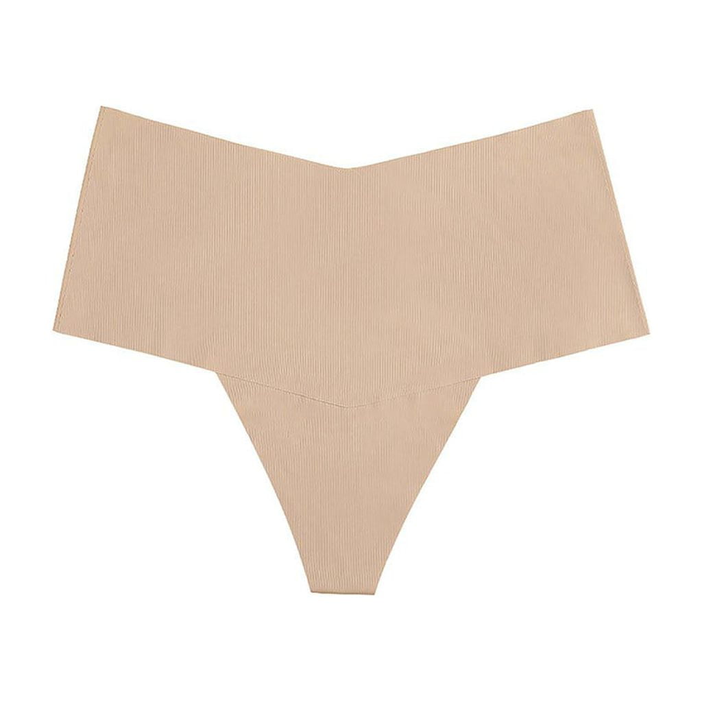 HUPOM Plus Size Underwear Panties Pants Activewear Tie Seamless Waistband Beige S