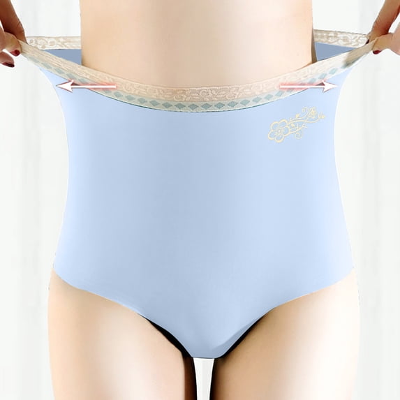 HUPOM Plus Size Underwear Underwear For Women In Clothing High Waist Activewear Tie Seamless Waistband Blue XL