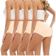 thumbnail image 1 of BONIXOOM 4PC Seamless Underwear For Women Womens Silk Panties High waist Elastic Waist Solid Briefs Beige 2XL, 1 of 5