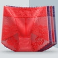 thumbnail image 1 of HUPOM Seamless Underwear For Women Womens Silk Panties High waist Elastic Waist Solid Briefs Red XL, 1 of 4